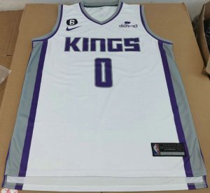 NBA 0 Monk Sacramento Kings Maillot blanc avec patched imprimé